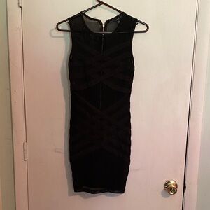 Chic Mesh Black Sleeveless Mini Dress